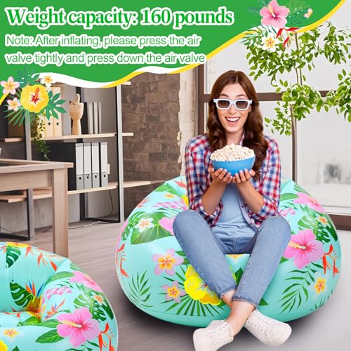 Lunmon 2 Pcs Blow up Chairs Hawaiian Inflatable Bean Bag Couch Luau Pool Chair Portable Lazy Sofa Seat Game Couch for Summer Movie Night Pool Camping Balcony Living Bedroom Reading (Flower) - style: Flower