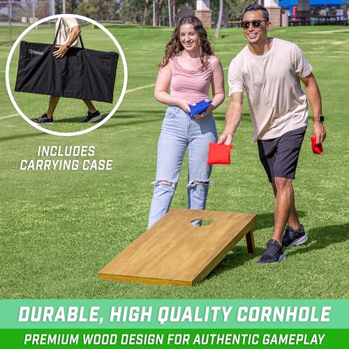 GoSports 4 ft x 2 ft Regulation Size Wooden Cornhole Boards Set with Light Brown Finish - Includes Carrying Case (Choose Your Colors) - color: No Bean Bags, size: 4 Ft X 2 Ft