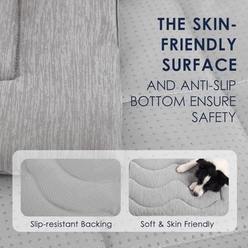 ASENKU Dog Cooling Mat, Portable & Durable Cooling Mat for Dogs, Summer Anti-Slip Breathable Cooling Bed for Large Dogs 60–100 lbs (Golden Retriever, Lab, German Shepherd), 43x32 inches, Grey Wave - color: Grey, size: X-Large
