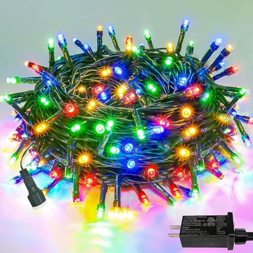 Upgraded 75.8 FT 200 LED Multicolored Christmas Lights Outdoor and Indoor, Extendable Green Wire, Memory Function & Timer & 8 Modes, Waterproof Super Bright Lights for Xmas Tree Holiday Party Garden - color: Multicolor, size: 200LED