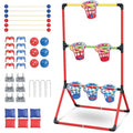 Backyard Lawn Games for Adults Kids - 3-in-1 Yard Pong with 6 Light Up Basket, Ladder Ball and Bean Bag Toss Game - Outdoor Yard Tailgate Game for Family Parties