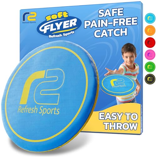 Soft Disc Flying Toy - Doesn't Hurt to Catch - Flying Disc For All Ages - Easy to Use Summer Gift Friisbee For Kids -Outdoor Gifts for Boys & Girls 3 4 5 6 7 8 9 10 11 12 13+ Birthday Gifts - color: Blue&yellow