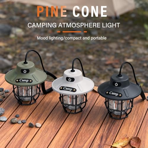 Camping Lantern Rechargeable, Camping Lantern 1200LM 3 Brightness, Adjustable Brightness, Portable LED Camping Tent Light, Rustic Lantern Decor, Camping Tent Lamp, Camping Essentials for Home - style: Green