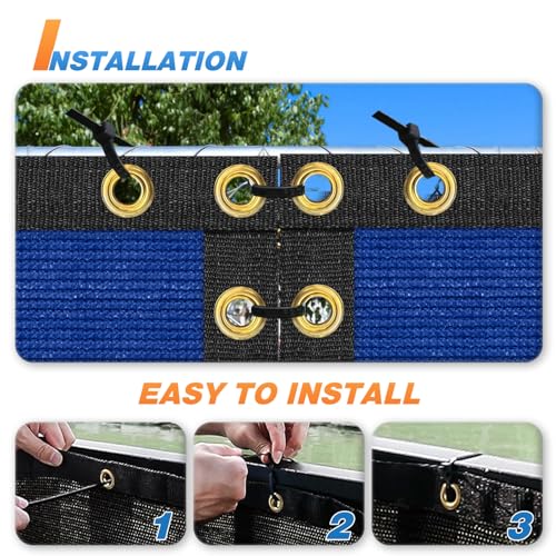 TANG 4' x 12' Privacy Fence Screen Blue Shade Cloth with Grommets, Chain Link Fence Panels Outdoor Mesh Fabric Fencing, Balcony Windscreen Cover,Temporary Garden Fencing for Yard Deck Pool - color: Blue, size: 0 4' x 12'
