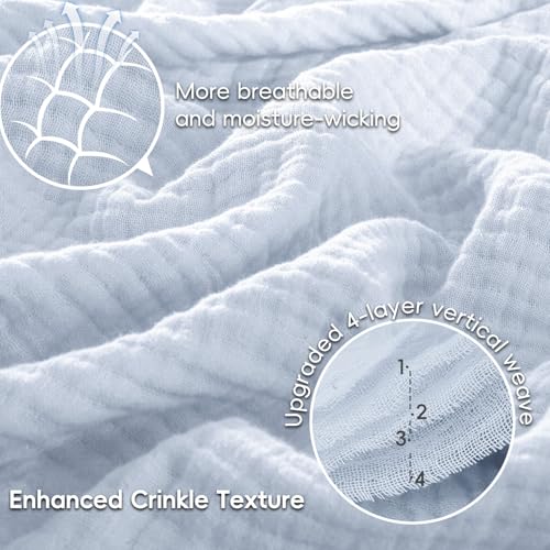 PHF 100% Cotton Muslin Throw Blanket 50" x 60", 4-Layer Lightweight Gauze Throw, Breathable Cloud-Soft Minimalist Blanket for Bed, Couch, Camping, Ancient Water, Ideal Gift - color: 05 - Ancient Water, size: Throw(50"X60")