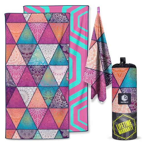 VENTURE 4TH Microfiber Beach Towel: Quick-Dry, Compact, Sand-Free, Absorbent, Sandproof and Lightweight - Perfect for Camping, Beach, and Roadtrips (Bohemian Summer Design | 35x78 inches) - color: Bohemian Summer, size: Extra Large (78" x 35")