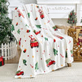 Edenleaf Christmas Blanket - White Holiday Throw with Santa Claus & Snowman - Warm Cozy Fleece Winter Blanket, 60x80 Inches，White - color: 04 Christmas White, size: Blanket-60"x80"