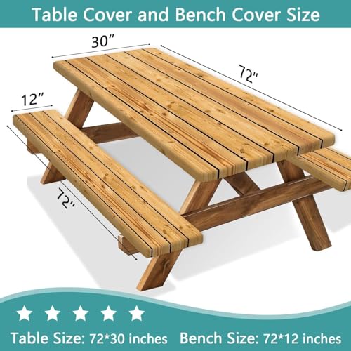 Rustic Brown Wooden Board Picnic Table Cover with Bench Covers, Farmhouse Rural Country Wood Waterproof Tablecloth for Patio Camping Indoor Outdoor Party Decorations with Drawstring Bag, 30X96in, 3PCS - color: Multi2, size: 96in