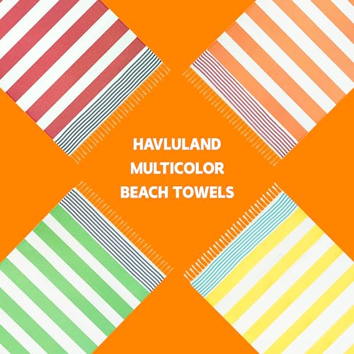 HAVLULAND Turkish Beach Towels, Oversized 40"x72" Turkish Bath Towel, Highly Absorbent Quick Dry Sand Free Beach Towels for Beach Pool Spa Gym Yoga Travel Camping Picnic Blanket - Orange/Fuchsia - color: Orange/Fuchsia