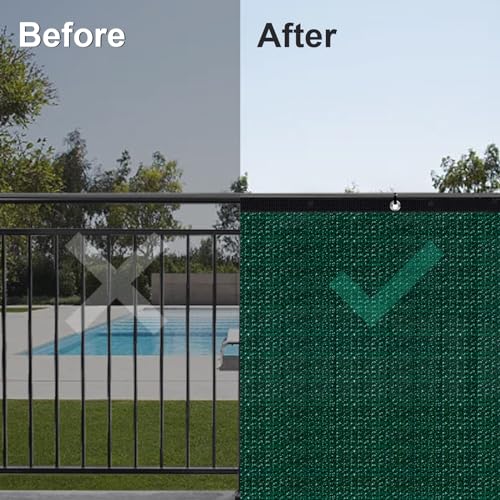 LOVE STORY 4'x25' Fence Privacy Screen Outdoor Mesh Fencing Covers Screen Fence Wind Block with Grommets for Patio Garden Wall Backyard, Dark Green (We Make Custom Size) - color: Dark Green, size: 0 4'x2 5'