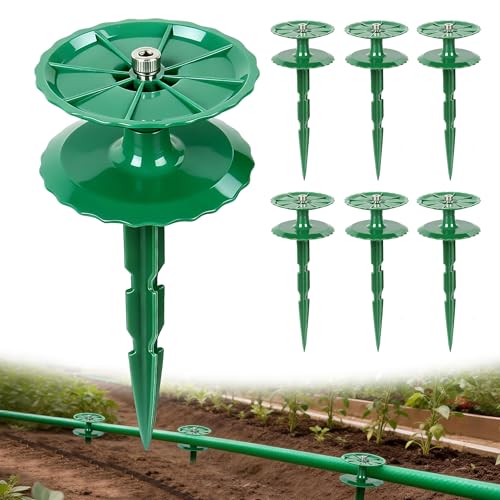 6 Pack 10 Inch Garden Hose Guide Stakes, Upgraded Reinforced Disc, Rotatable Double-Disk Sun Protection Heavy-Duty Plastic Stake, Hose Guard for Yard, Lawn & Flower Bed Landscaping(Green 6Pcs) - color: Green 6Pcs
