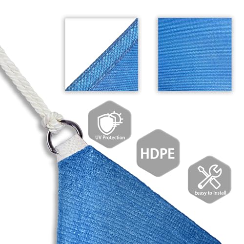 Patio Paradise 3' x 3' x 3' Sun Shade Sail Triangle Canopy Shade Cloth Fabric Sunlight Block Patio Pergola Cover HDPE Deck Awning for Outdoor Backyard Roof Shading, Blue - color: Blue, size: 3' x 3' x 3'