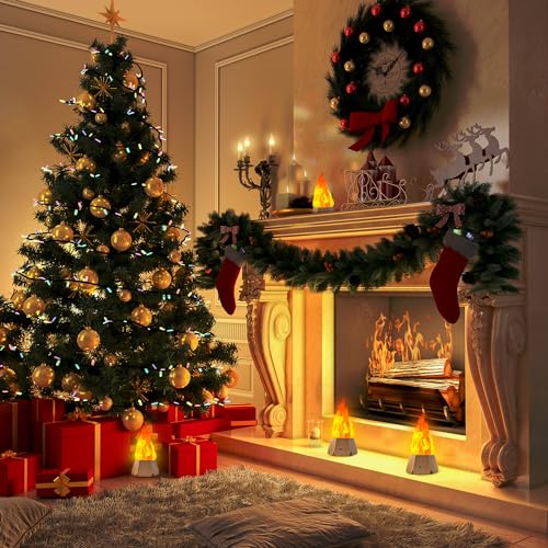 Ollcuz LED Flame Lights, Rechargeable Battery Flameless Candles, Fake Fire with Flickering Flame, LED Night Light for Kids Bedroom Outdoor Camping Party Bar Table Christmas Decorations, 2 Pack - size: 2PCS
