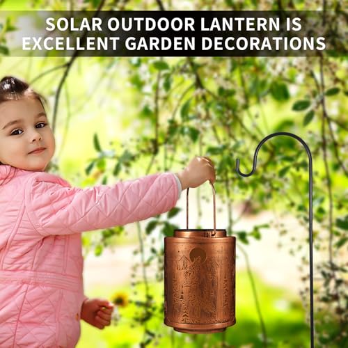 Solar Lanterns Garden Decor Birthday Gifts for Women Mon Grandma Metal Hanging Solar Lights Waterproof Outdoor Decoration for Outside LED Lanterns for Yard Patio Lawn Pathway(Wolf) - style: Wolf