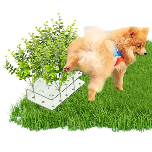 6 PCS Fake Grass Plants Pee Post, Reusable Washable Artificial Eucalyptus Puppy Pee Post Training Tool for Guiding and Trains Dogs to Urinate, Outdoor Dog Toilet