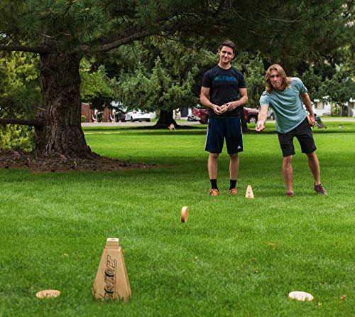 Rollors Backyard Set - Lawn Game for Summertime Fun, Reunions, Camping, Parties, BBQs, Picnics & Beach Days All Wood Outdoor Yard Game Combining Horseshoes, Bocce Ball & Bowling