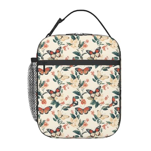 Butterfly Lunch Box Insulated Lunch Bag for kids Girls Boys Women,Reusable Lunch Box Containers for Women Men,Durable Cooler Tote Bag Lunchbox for Office/School/Picnic - color: Butterfly02