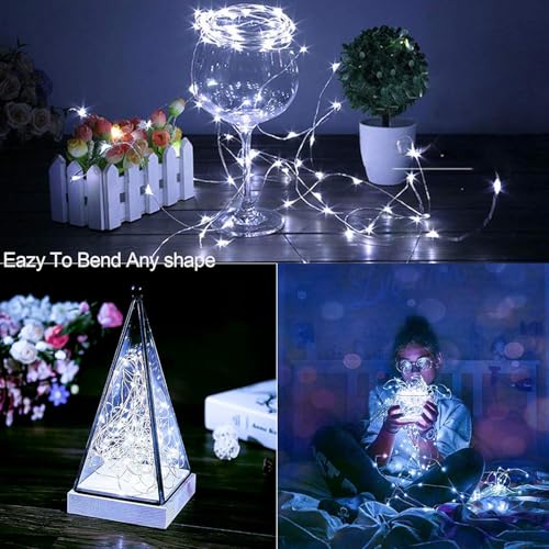 33Ft String Lights Battery Operated with Remote Control Timer, 100LED 4 Pack Waterproof 8 Modes Copper Wire Twinkle Fairy Lights for Bedroom Indoor Outdoor Wedding Dorm Christmas Decorations - style: 33ft, White