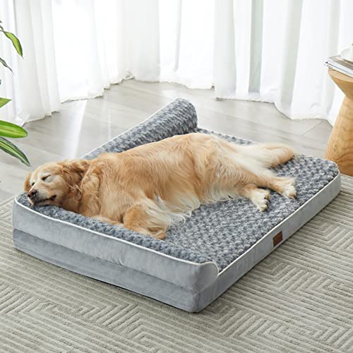 BFPETHOME Orthopedic Dog Beds for Large Dogs-Waterproof Sofa Dog Bed with Removable Washable Cover, Big Pet Bed with Waterproof Lining and Nonskid Bottom,Pet Bed for Large Dogs - color: Grey, size: 36.0"L x 27.0"W x 3.0"Th