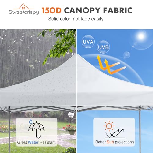 OLIXIS 10x10 Ft Pop Up Canopy Tent, Waterproof Portable Outdoor Shade Canopy with Sand Bags for Beach, Backyard Parties & Events, Pure White - color: Pure White, size: 10 x 10 ft