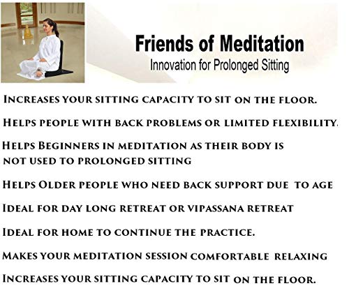 Friends of Meditation Extra Large Meditation Chair | Floor Chair with Back Support | Yoga Chairs for Adults | Portable Folding Chair | Yoga Chair with Cushion & Meditation Block | Black | 24x22 in - color: Black