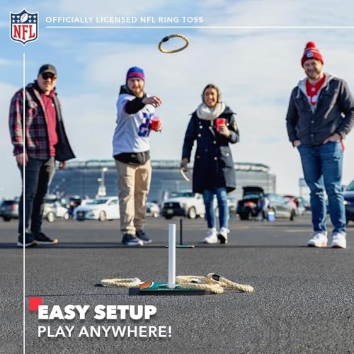 Solid Wood NFL Quoits Set with Direct Print HD Team Graphics – Tailgate Ring Toss Game – Great Gift for Any Football Fan! Ring Toss Family Outdoor Games for The Beach