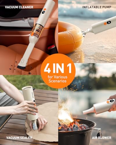 OXILAM Car Vacuum Handheld Vacuum Portable Cordless-14000PA High Power, Blow & Suction 2 in 1, Up to 30 Mins Runtime, Small Vacuum Cleaner for Home, Pet, Car, Office, Ideal Gifts for Men & Women - color: Beige