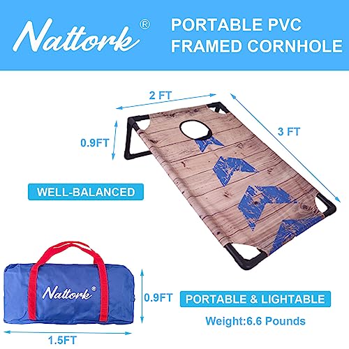 Portable Cornhole Set with 2 Collapsible Cornhole Boards, 8 Cornhole Bean Bags and Carrying Case for Yard Toss Game, Indoor Outdoor Camping Games for Family Parties (3 x 2-feet) - color: Rustic
