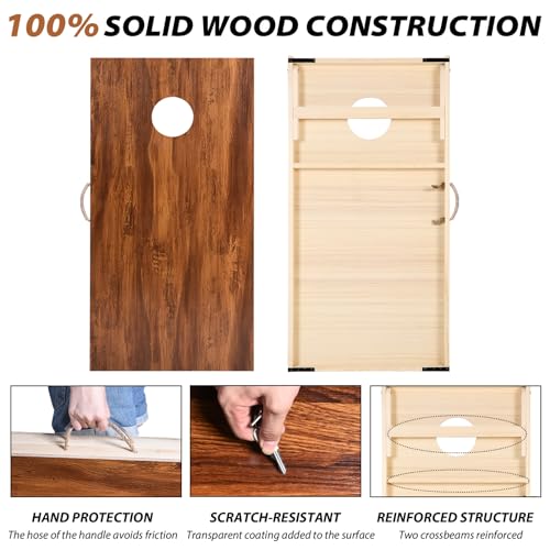 Sportdo Cornhole Set 4'x2' Cornhole Board Sets with Bags Regulation Size, Corn Hole Games for Adults Outdoor Bean Bag Toss Game, Solid Wood