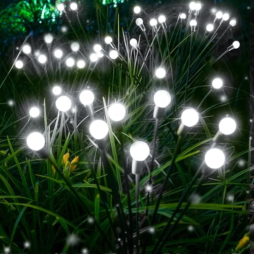 6-Pack Garden Solar Lights, 48 LED Solar Lights Outdoor for Garden Decor, Waterproof Firefly Light Outdoor (Sway by Wind), Swaying Light for Outside Yard Pathway Landscape Decorations (Cool White) - color: Cool White, size: 6 Pack