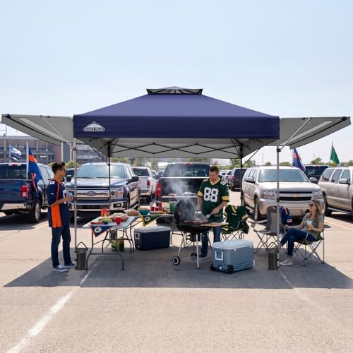 EAGLE PEAK 17x10 Pop up Gazebo Canopy Tent Outdoor Instant Canopy Shelter with Adjustable Dual Half Awnings (Blue) - color: Blue