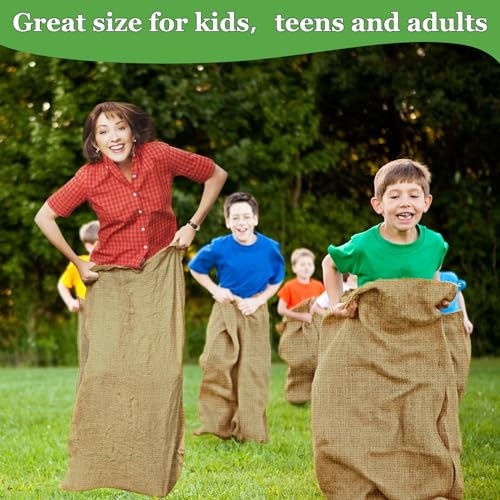 CWLAKON 6 Pack Large Burlap Potato Sack Race Bags for Kids Adults, Field Day Family Reunion 4th of July Easter Halloween Game, Outdoor Camping Picnic Birthday Party Outside Yard Lawn Carnival Games - size: Pack of 6 Burlap