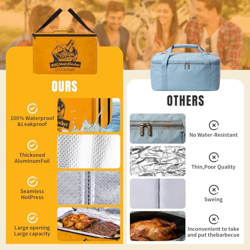 BBQ Insulated Food Bag - 5-Layer Thermal Cooler/Warmer for Grilling, Picnics | Collapsible, Waterproof, Large Capacity (Fits Roasts, Burgers & More) - color: Yellow