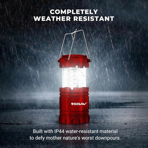 2 Pack LED Camping Lantern, LED Lanterns, Suitable Survival Kits for Hurricane, Emergency Light for Storm, Outages, Outdoor Portable Lanterns, Collapsible (Batteries Included) - color: Red