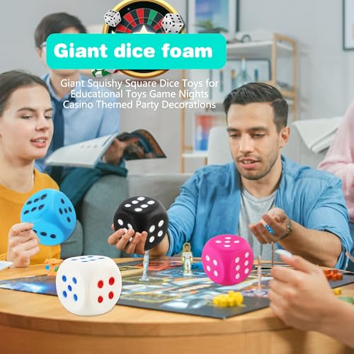 4 Pcs Jumbo Foam Dice Set 4 Inch Large Rounded Edge Playing Dice for Classroom Games Party Activities Kids Learning Math Indoor Outdoor Play (Color Style 2) - color: Color Style 2