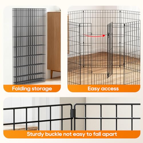 NChanmar Pet Dog Palypen Foldable Portable Metal Dog Fence Pet Exercise Pen Outdoor & Indoor Puppy Palypen Kennel 48 Inch Height 8 Panels w/Door for Camping Yard Lawn and BBQ, Black - size: 48 In