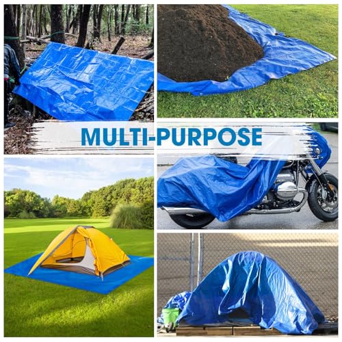 Double-Sided Waterproof Poly Tarp 14x20 Feet 5mil Thick Polyethylene Tarps, Perfect for Outdoor Use, Plastic Cover & Mat for Tent Camping Storage Boat Bikes Vehicles - color: Blue-5 Mil, size: 14' x 20' 1psc