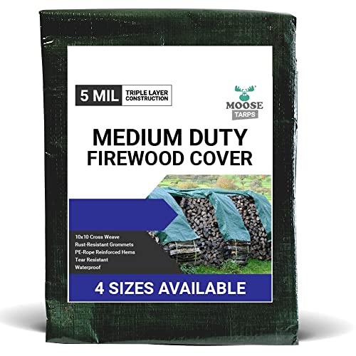 Reversible Heavy Duty Poly Tarp for Wood Piles, Firewood Piles, Construction & Ground Covering - Tear & Water Resistant - 8 x 32 Foot Indoor/Outdoor Tarp, Green and Brown - size: 8' x 32'