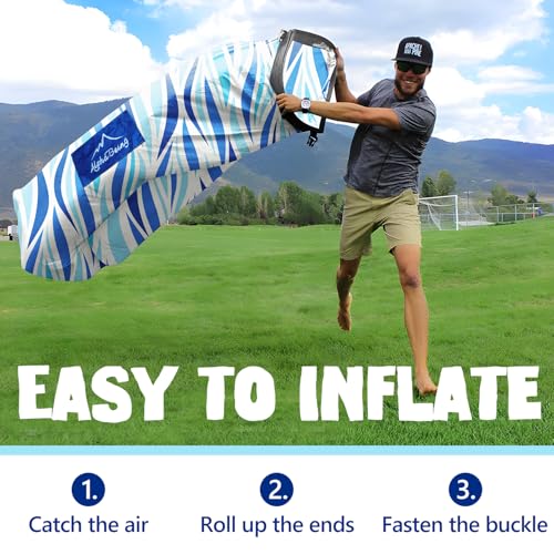 AlphaBeing Inflatable Lounger Beach Chair Accessories, Air Sofa Hammock Inflatable Couch for Camping Backyard Lakeside with Compression Sacks, Ideal Outdoor Gifts for Adults - color: Blue Wave