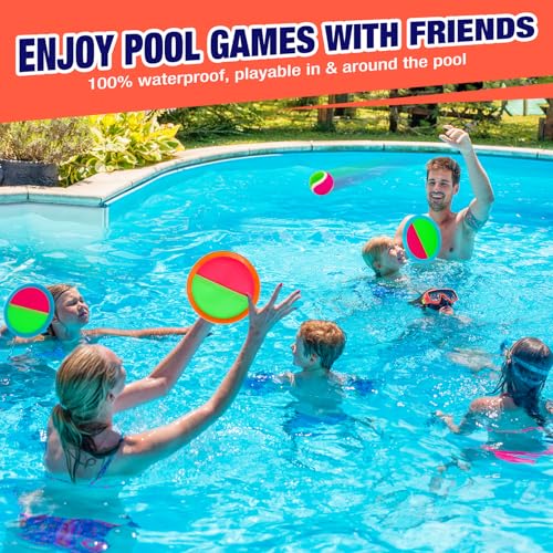 Toss and Catch Ball Game Set - Outdoor & Indoor Sports Toys for Kids - Outside Games for Yard, Lawn, Camping, Beach, Pool - Classic Sticky Paddle Ball Toy for 3 4 5 6 7 8-12 Year Old Boys Girls Gifts - color: Blue Orange
