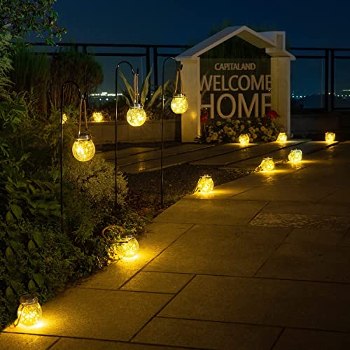 ROSHWEY Solar Lantern Gifts for Women, 4 Pack Hanging Garden Decor Lights Outdoor Waterproof with 30 LED for Halloween Christmas Easter Gift - size: L Size, 4 Pack