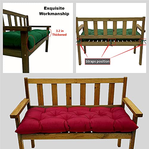 Srutirbo Waterproof Outdoor Bench Cushion, 48"x20", Swing Cushion Patio Furniture Cushions 3 Seater, for Garden Patio Furniture Lounger Bench (Wine red, 48x20 in) - color: Wine Red