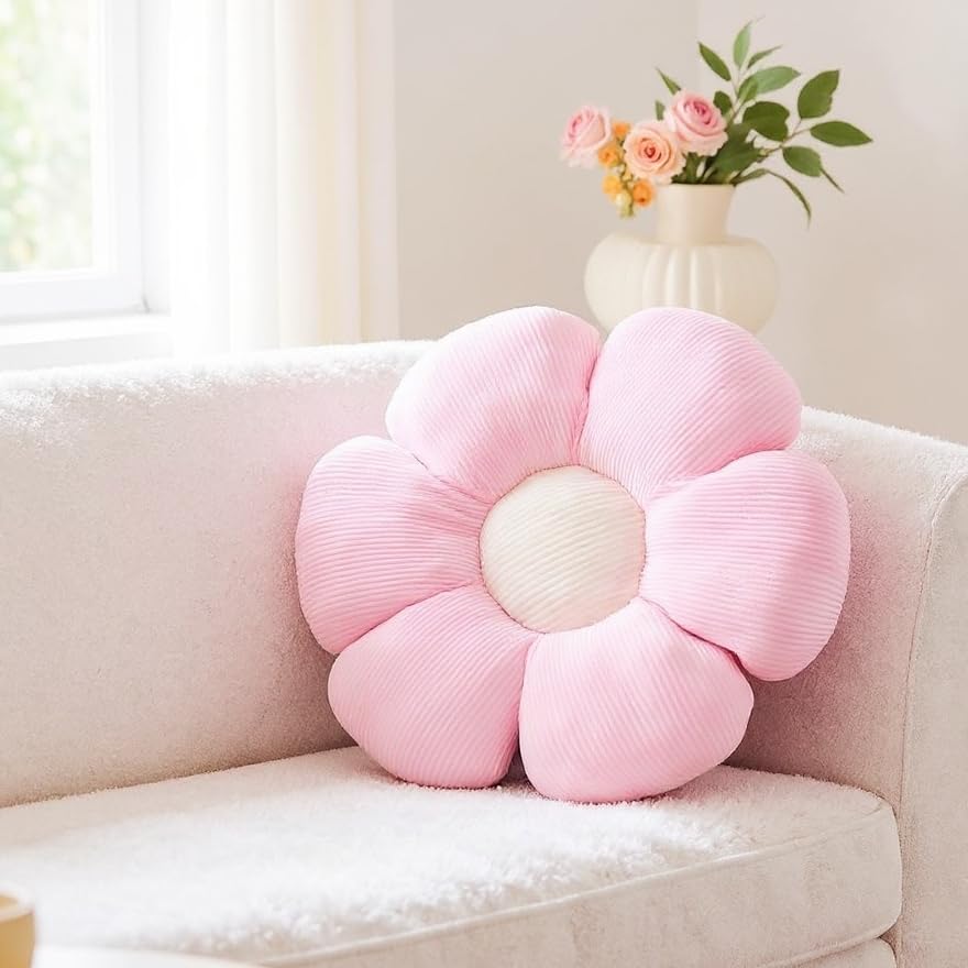 LEHU Flower Pillow, Flower Shaped Seating Cushion -Cute Daisy Pillow for Girls Tweens Room Decor Flowe Floor Pillow for Reading and Lounging Comfy (Light Pink, 23'') - color: Light Pink, size: 23''