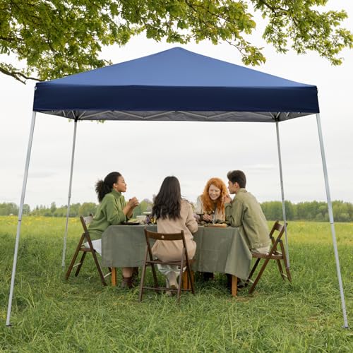 Outvita Canopy 10'x10' Pop Up Commercial Instant Gazebo Tent, Waterproof & UV Protection Canopy Tent with Slant Legs for Party Wedding Birthday BBQ Events - style: 10x10-blue