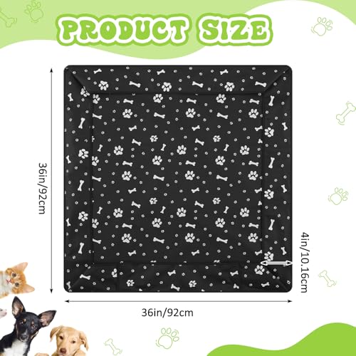 Marsui Dog Playpen Bottom Pad Fits for 36 Inch 4 Panels Pet Exercise Mat Puppy Crate Pad Reusable Washable Pet Training Pee Mat Hoop and Loop Design, Playpen Not Included - color: Black, style: Dog Paw Bone Print