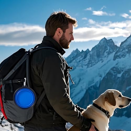 Dog Bowl Pet Collapsible Bowls, 2 Pack Collapsible Dog Water Bowls for Cats Dogs, Portable Pet Feeding Watering Dish for Walking Parking Traveling with 2 Carabiners (Blue+Green, Medium) - color: Blue+Green, size: Medium