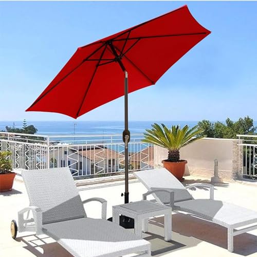 Blissun 7.5 ft Patio Umbrella, Yard Umbrella, Outdoor Market Umbrella with Push Button Tilt Crank (Red) - color: Red