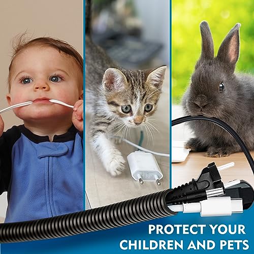 Cord Protector for Pets,10ft-Durable Wires Covers Stop Chewing,Cable Protector from Chewing, Wires from Rabbits, Cats Dogs and Other Pets Black - color: Black, size: 10ft