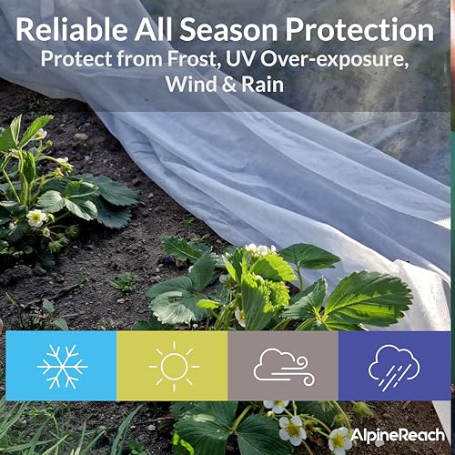AlpineReach Plant Covers Frost & Sun Protection 10 x 30 ft - Thick 1.2 oz/yd² Freeze Blanket to Low 28 °F Temperatures Floating Row, Garden Fabric Material, Protect in Winter Cold, Gardening Down - size: 10ft x 30ft