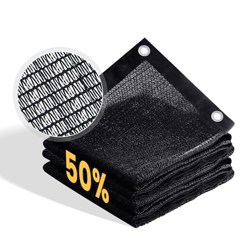 VICLLAX 50% Shade Cloth, 4x8FT Durable Black Mesh Trap with Every 3 FT Grommet, Sun Shade Fabric Netting for for Plants Cover, Greenhouse, Chicken Coop, Barn Kennel, Garden Patio - color: 50%Black, size: 0 4 x 0 8 FT